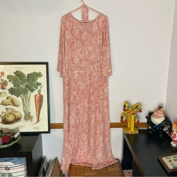 Haute Hippie pink snakeskin print maxi dress size 1X - Picture 7 of 16